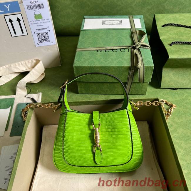 Gucci Jackie 1961 lizard mini bag 675799 Fluorescent green