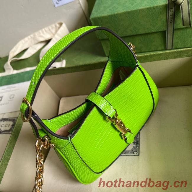 Gucci Jackie 1961 lizard mini bag 675799 Fluorescent green