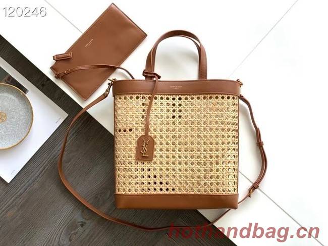 SAINT LAURENT Woven tote 655161 brown