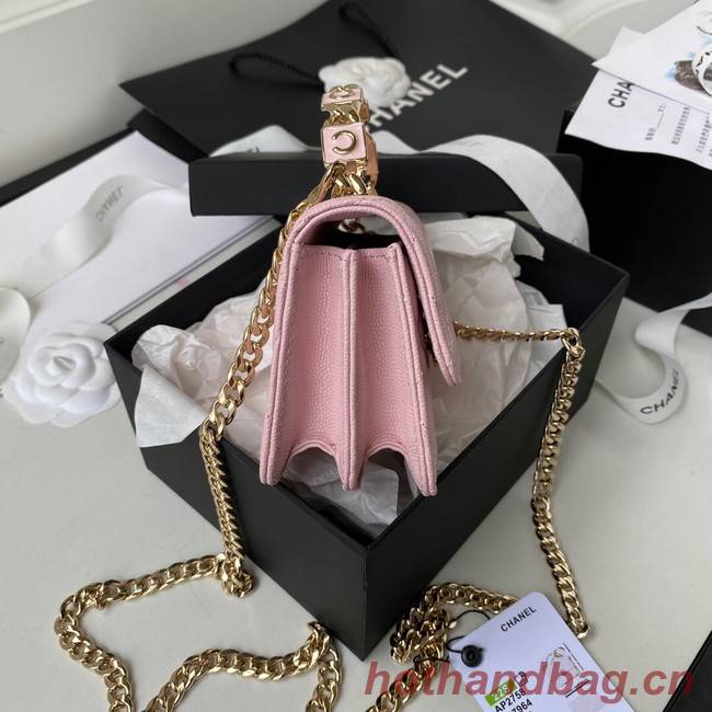 Chanel Grained Calfskin CLUTCH WITH CHAIN AP2758 Light Pink