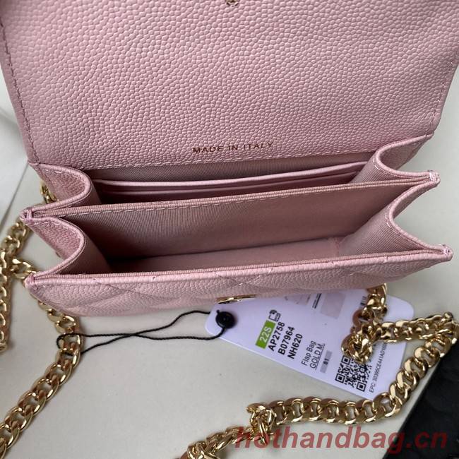 Chanel Grained Calfskin CLUTCH WITH CHAIN AP2758 Light Pink