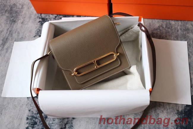 Hermes Roulis 19cm Evercolor 9D H9003 dark gray&Gold