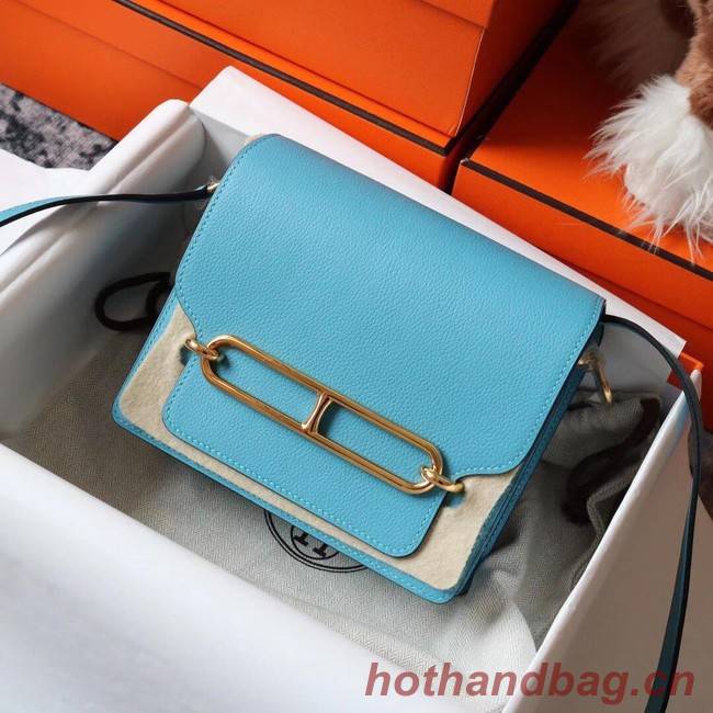 Hermes Roulis 19cm Evercolor 9D H9003 sky blue&Gold