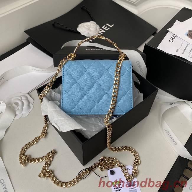 Chanel Grained Calfskin CLUTCH WITH CHAIN AP2758 blue