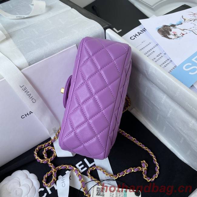 Chanel MINI Flap Bag Original Sheepskin Leather AS1786 purple