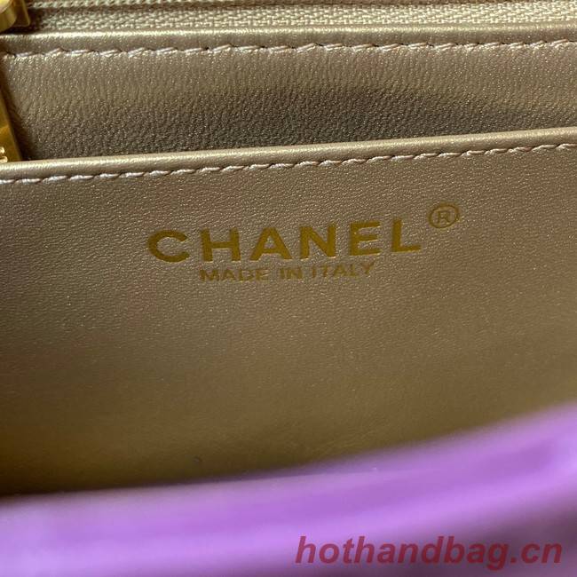 Chanel MINI Flap Bag Original Sheepskin Leather AS1786 purple