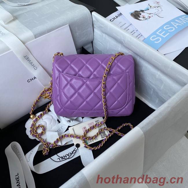 Chanel MINI Flap Bag Original Sheepskin Leather AS1786 purple