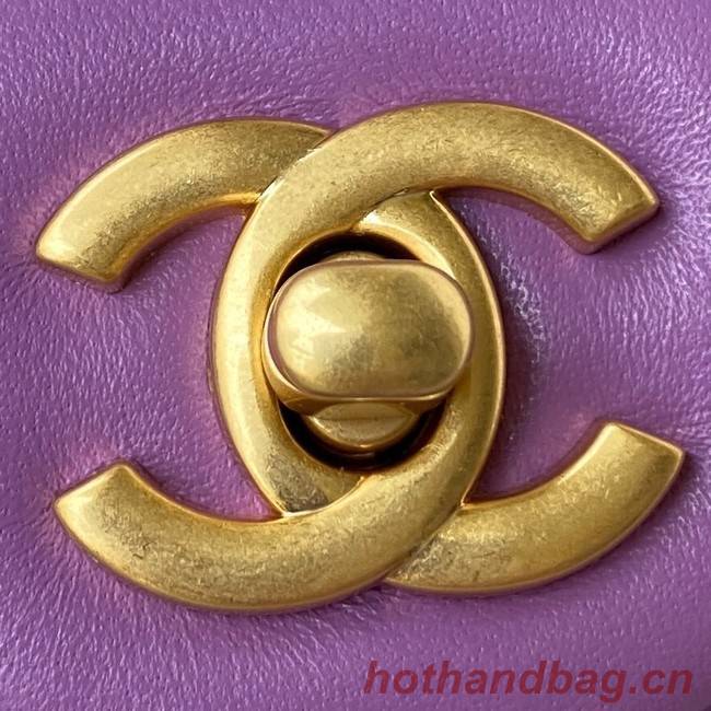 Chanel MINI Flap Bag Original Sheepskin Leather AS1786 purple