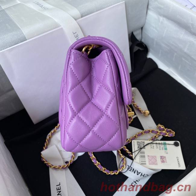 Chanel MINI Flap Bag Original Sheepskin Leather AS1786 purple