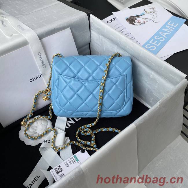 Chanel MINI Flap Bag Original Sheepskin Leather AS1786 sky blue