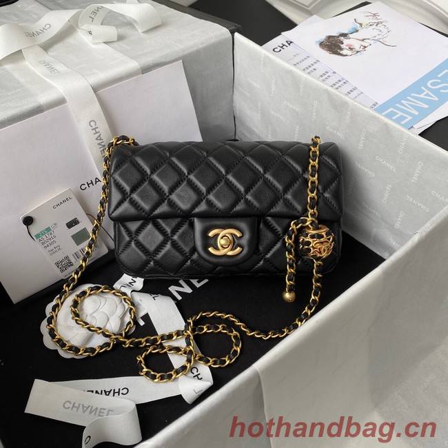 Chanel small Flap Bag Original Sheepskin Leather AS1787 black