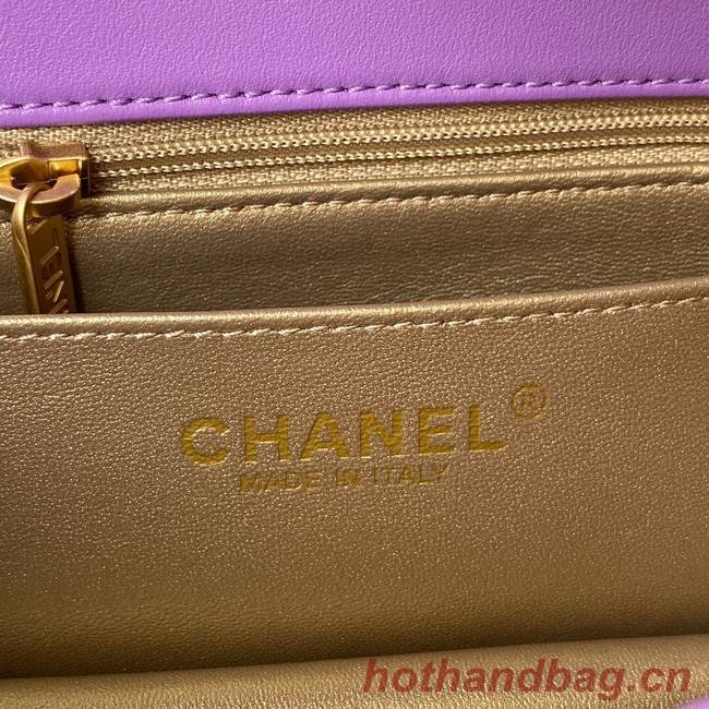 Chanel small Flap Bag Original Sheepskin Leather AS1787 purple