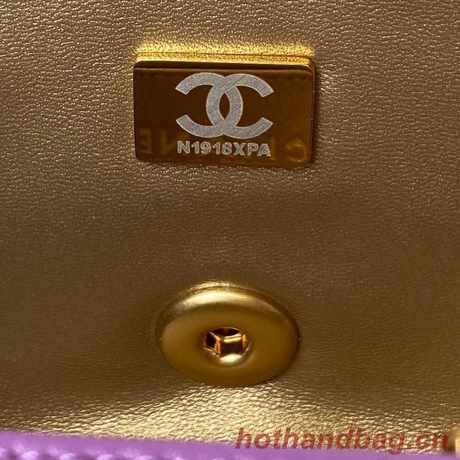 Chanel small Flap Bag Original Sheepskin Leather AS1787 purple