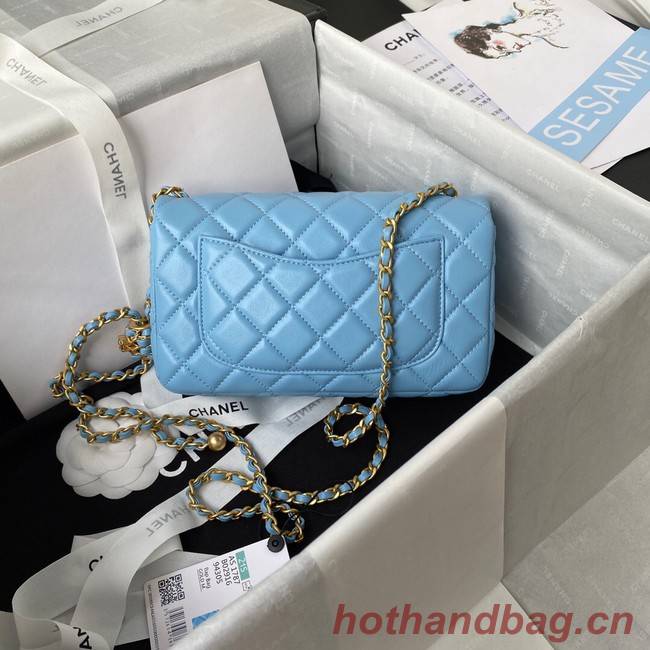 Chanel small Flap Bag Original Sheepskin Leather AS1787 sky blue