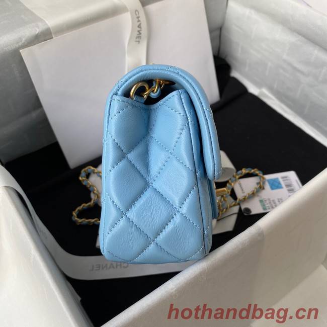 Chanel small Flap Bag Original Sheepskin Leather AS1787 sky blue