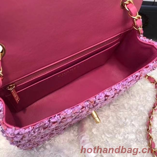 Chanel CLASSIC HANDBAG A01116 Dark Pink& gold