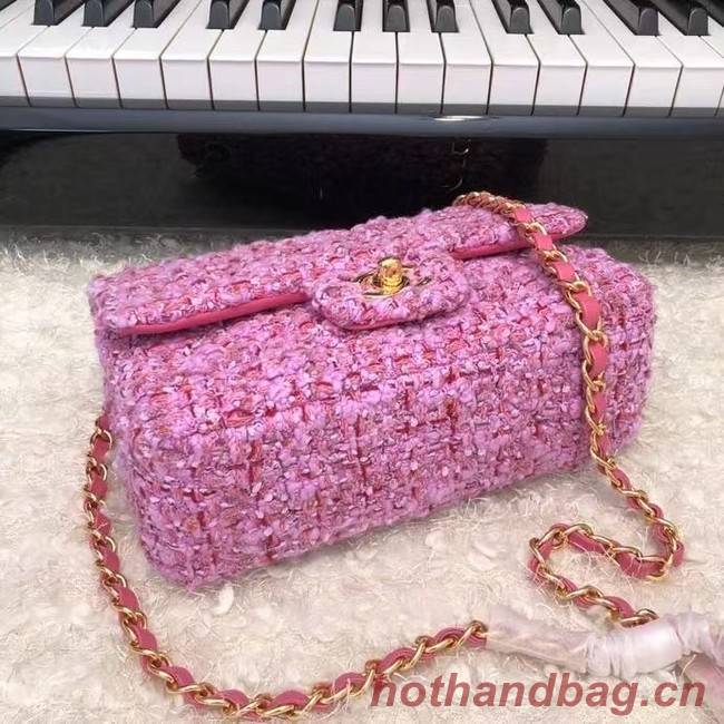 Chanel CLASSIC HANDBAG A01116 Dark Pink& gold