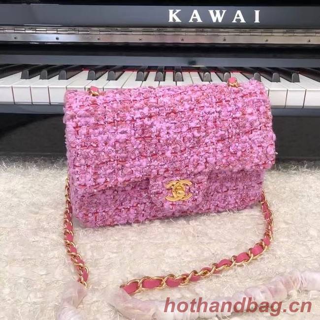 Chanel CLASSIC HANDBAG A01116 Dark Pink& gold