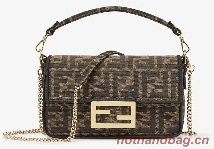 FENDI MINI BAGUETTE CHAIN FF fabric bag 8852 brown