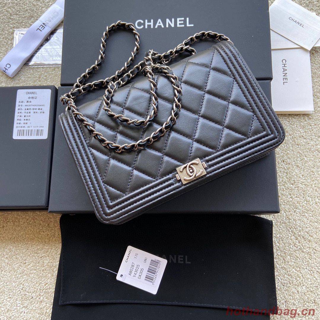 BOY CHANEL Original Wallet on Chain A80287 black