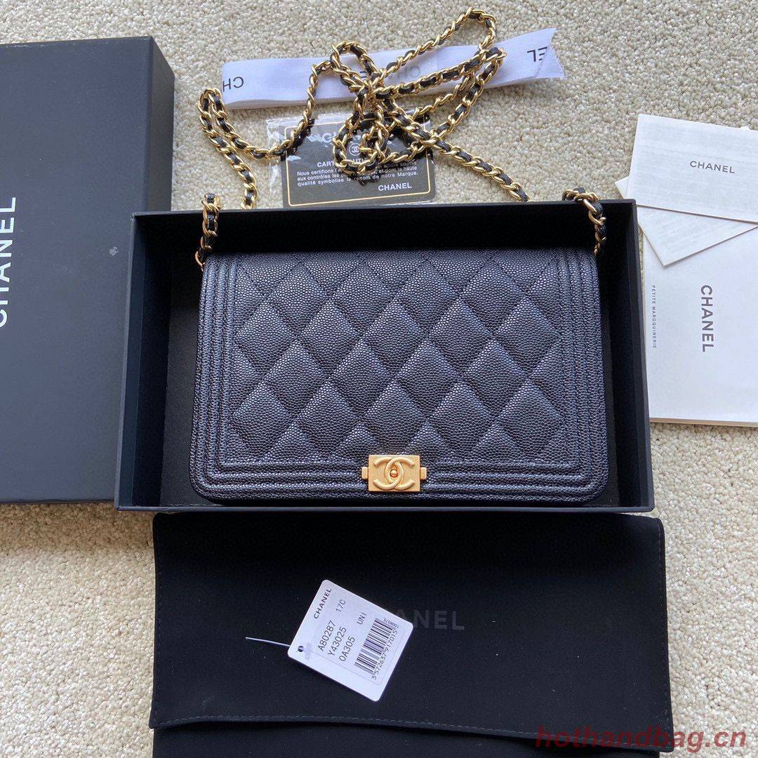 BOY CHANEL Original Wallet on Chain A80287 black