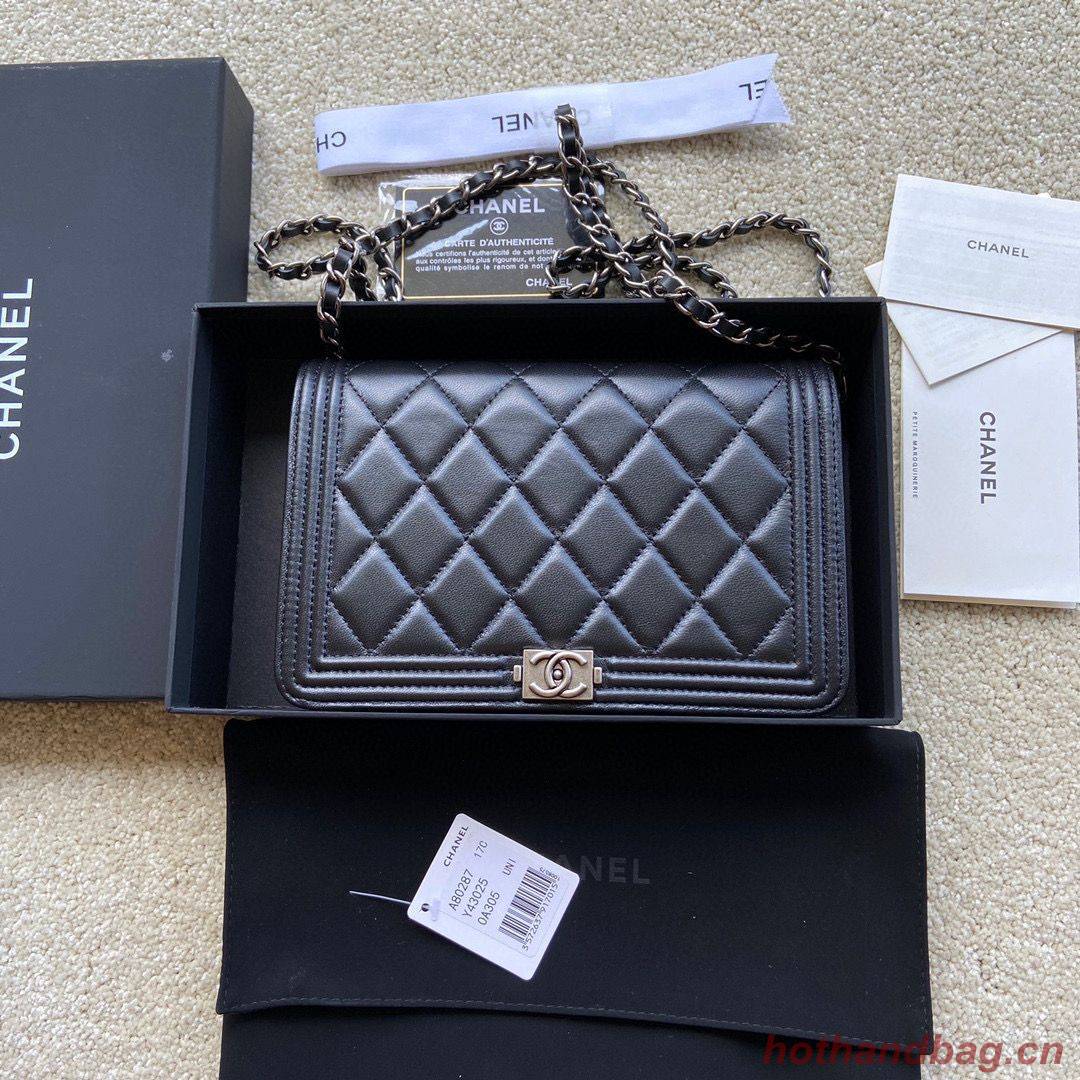 BOY CHANEL Original Wallet on Chain A80287 black