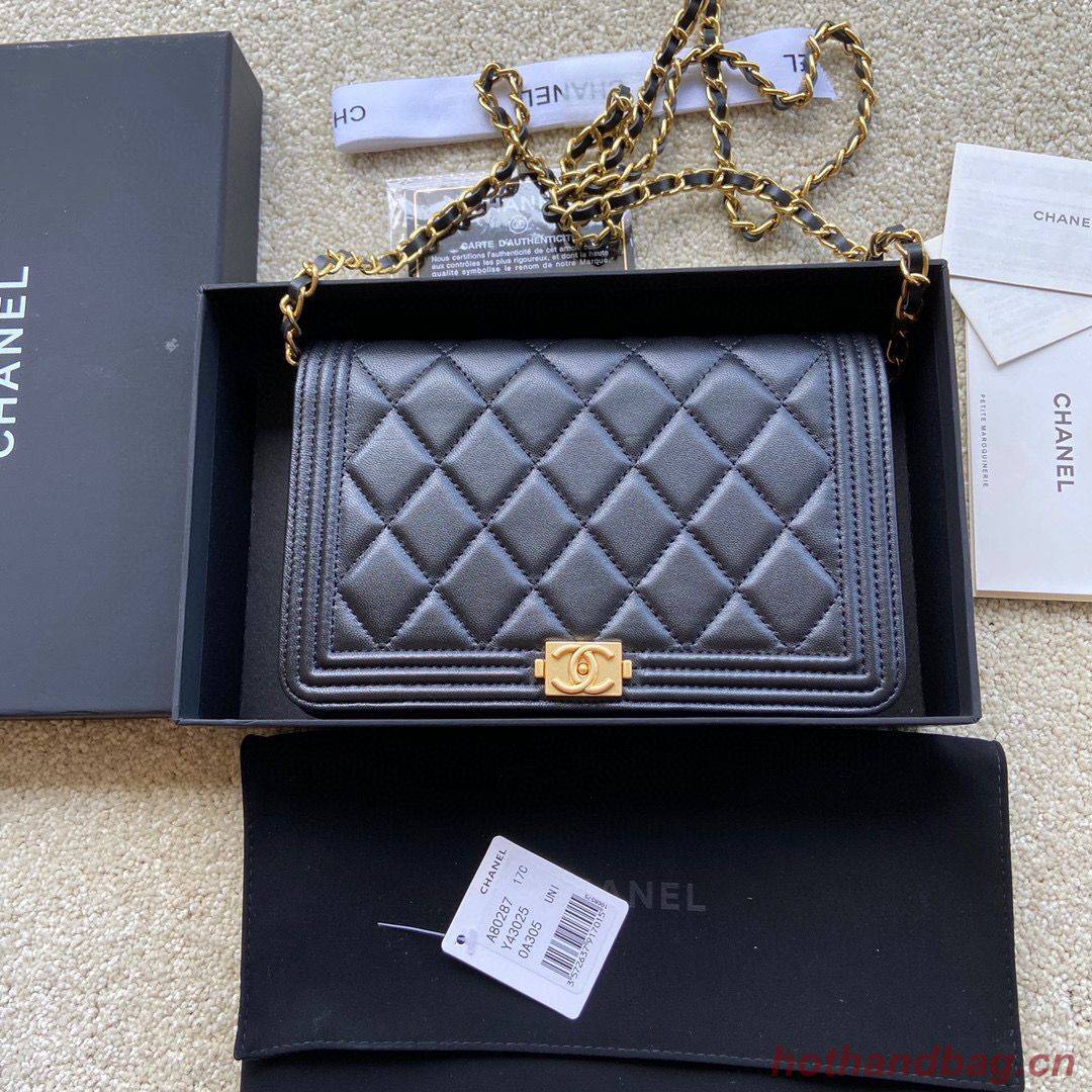 BOY CHANEL Original Wallet on Chain A80287 black