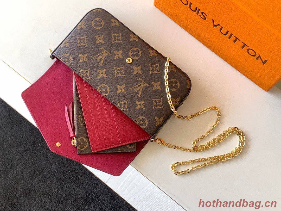 Louis Vuitton Monogram Canvas Felicie Chain Wallet M61276 Red