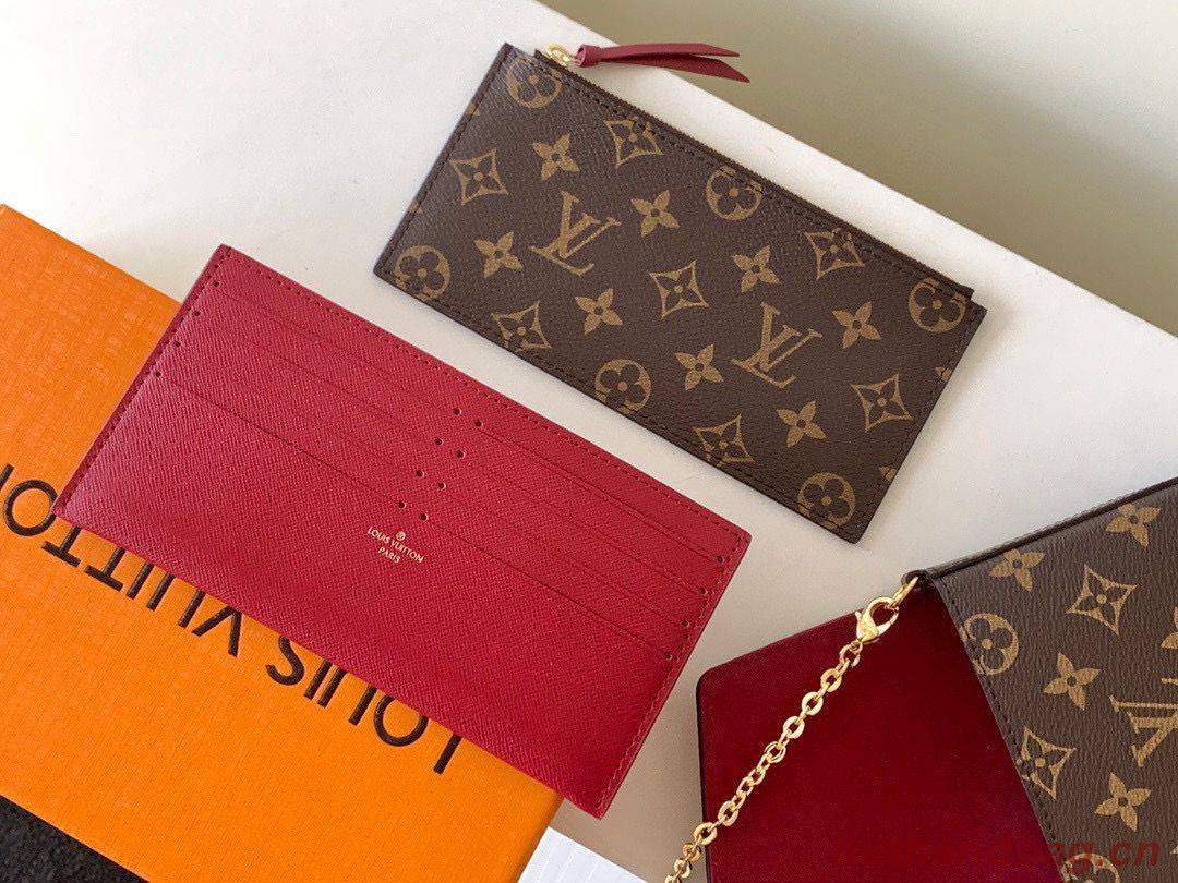 Louis Vuitton Monogram Canvas Felicie Chain Wallet M61276 Red