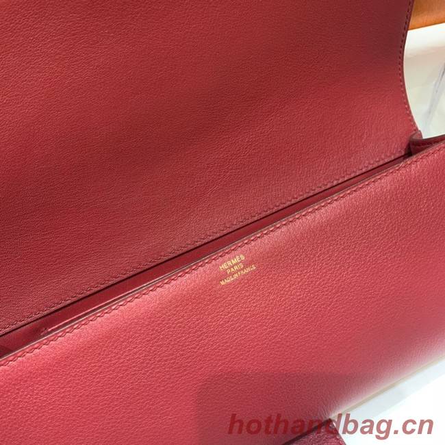 Hermes H Medor swift Leather Clutch 37566 Burgundy&gold hardware