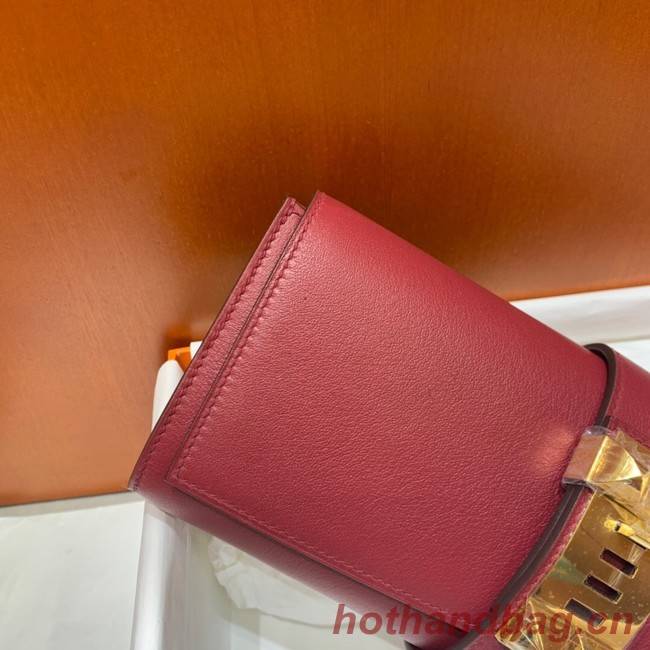 Hermes H Medor swift Leather Clutch 37566 Burgundy&gold hardware