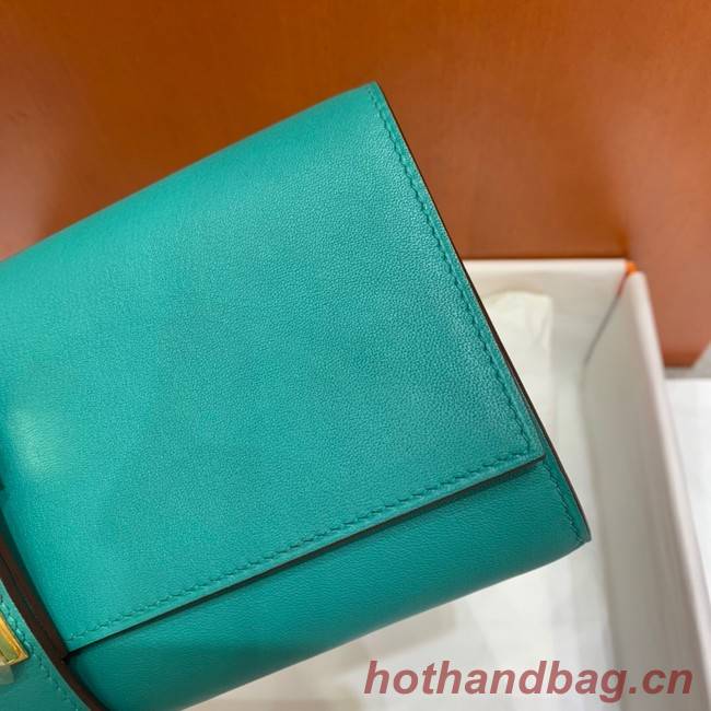 Hermes H Medor swift Leather Clutch 37566 Lake green&Gold hardware