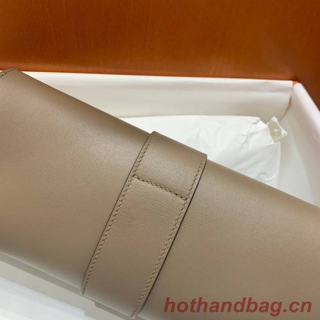 Hermes H Medor swift Leather Clutch 37566 gray&Gold hardware