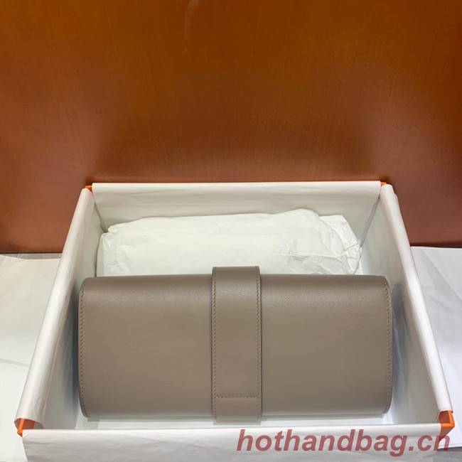 Hermes H Medor swift Leather Clutch 37566 gray&Silver hardware