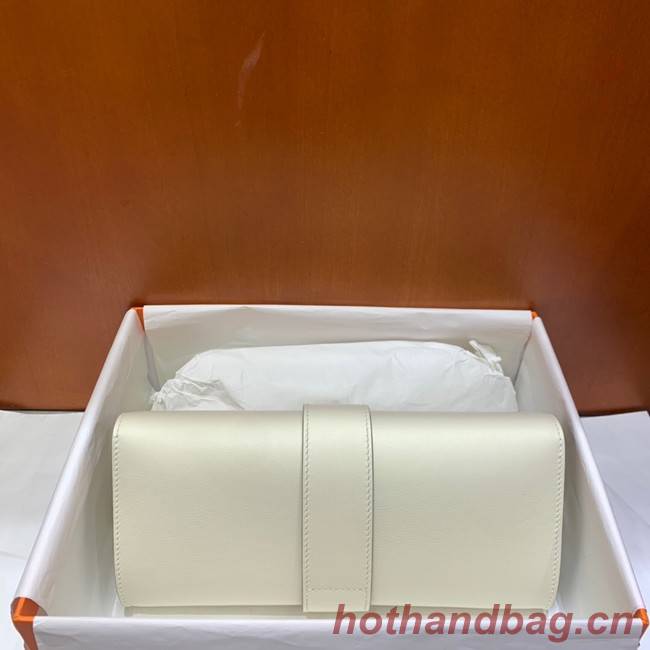 Hermes H Medor swift Leather Clutch 37566 white&Gold hardware