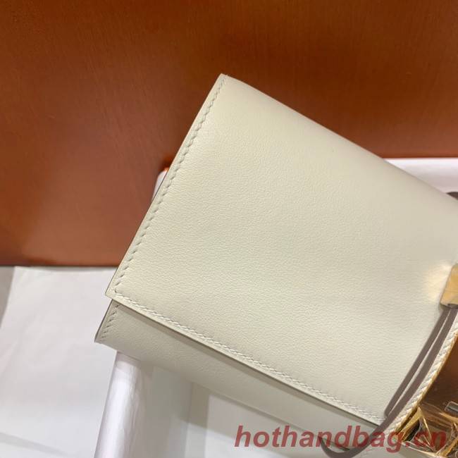 Hermes H Medor swift Leather Clutch 37566 white&Gold hardware