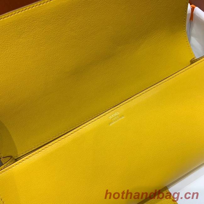 Hermes H Medor swift Leather Clutch 37566 yellow&Gold hardware