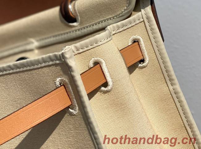 Hermes Herbag 31CM Original Canvas Leather & Calfskin 48887 Offwhite&Camel