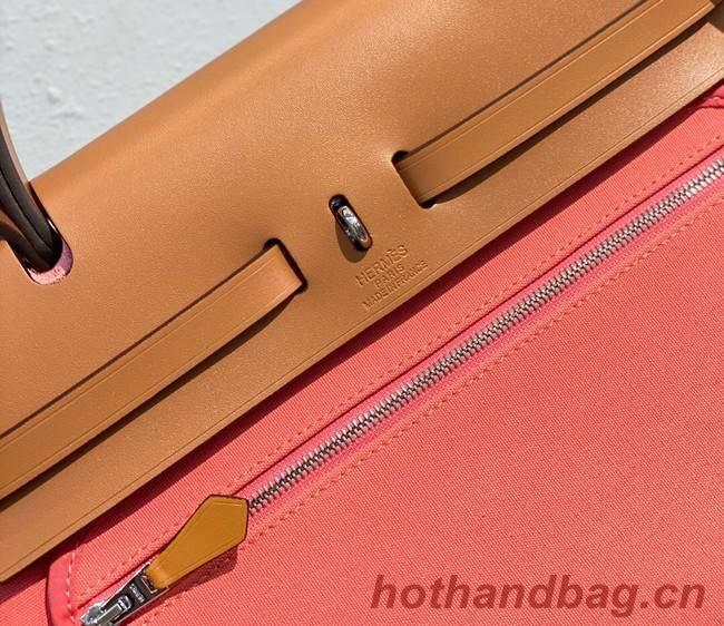 Hermes Herbag 31CM Original Canvas Leather & Calfskin 48887 pink&brown