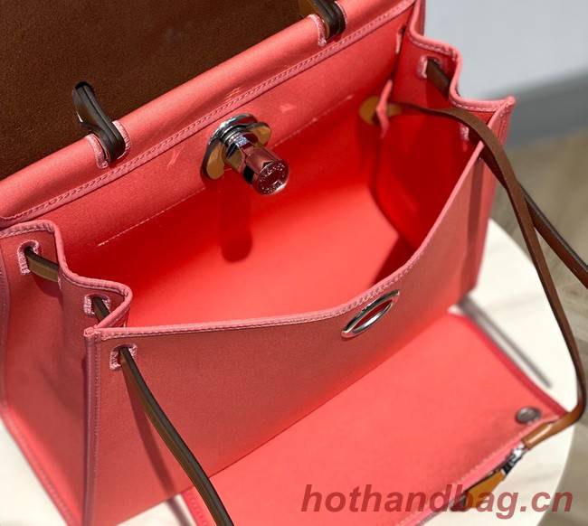 Hermes Herbag 31CM Original Canvas Leather & Calfskin 48887 pink&brown