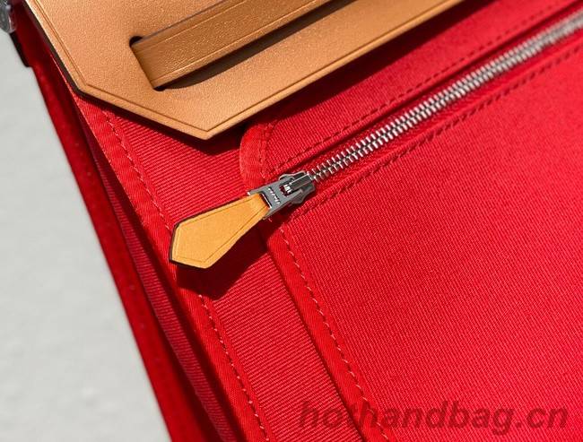 Hermes Herbag 31CM Original Canvas Leather & Calfskin 48887 red&brown