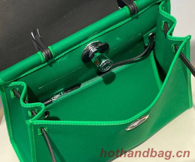 Hermes Herbag 31CM Original Canvas Leather & Calfskin 48887 green&black