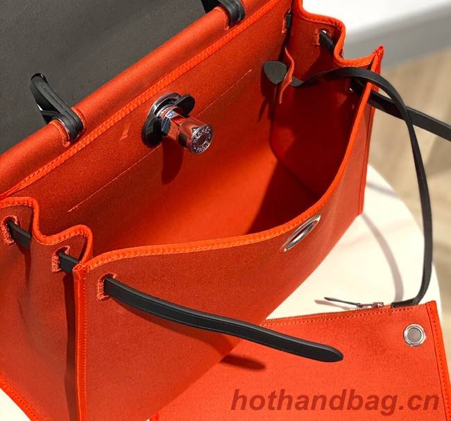 Hermes Herbag 31CM Original Canvas Leather & Calfskin 48887 orange&black