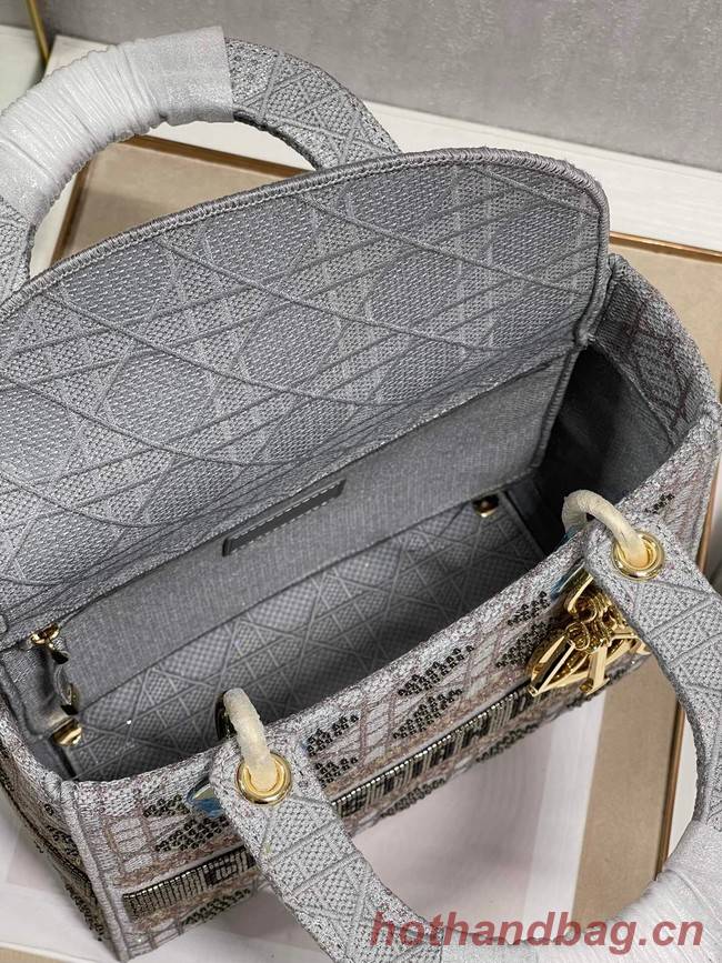 MEDIUM LADY DIOR BAG M0565O gray