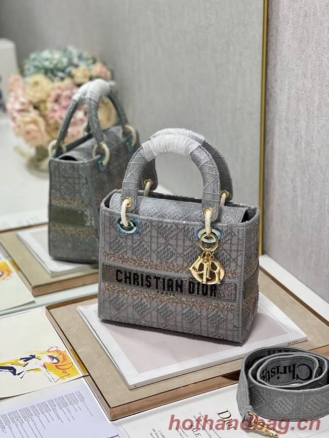 MEDIUM LADY DIOR BAG M0565O gray