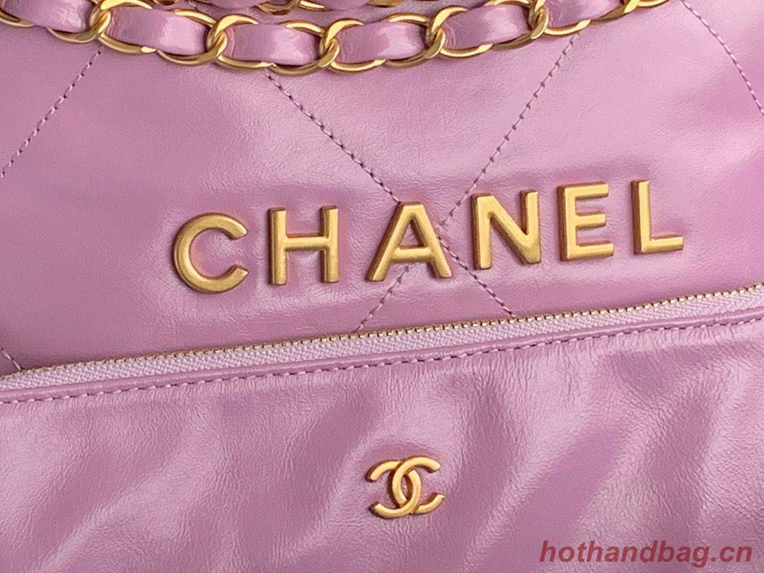 CHANEL 22 HANDBAG Shiny Calfskin & Gold-Tone Metal AS3261 AS3260 Purple