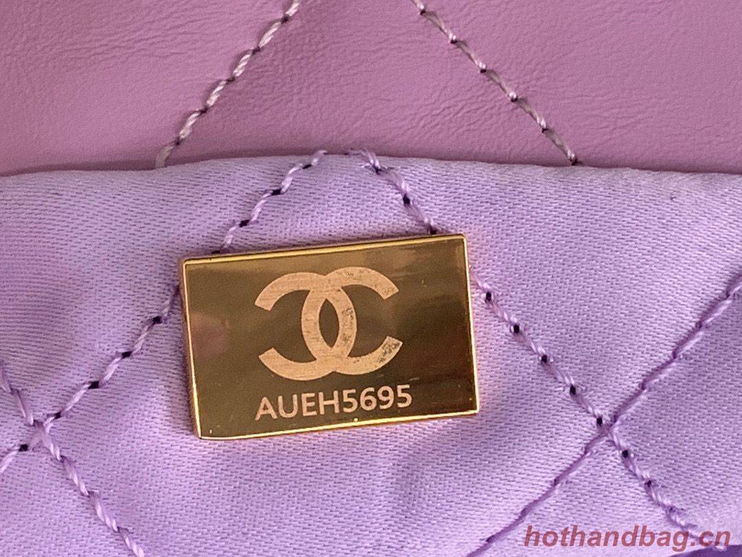 CHANEL 22 HANDBAG Shiny Calfskin & Gold-Tone Metal AS3261 AS3260 Purple