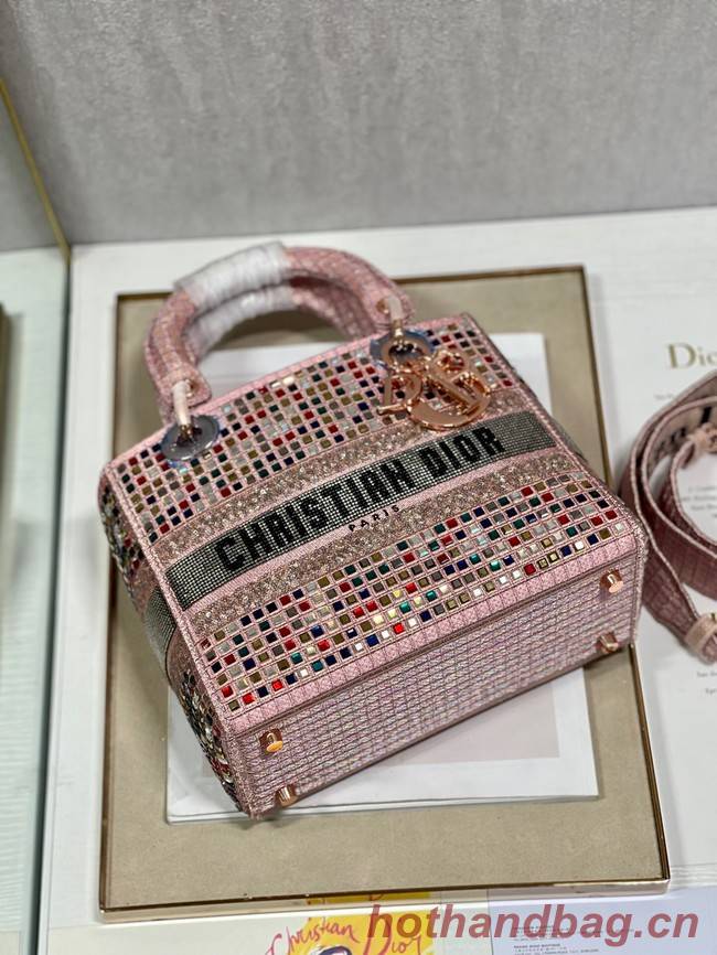 MEDIUM LADY DIOR BAG Bead Embroidery 0650RKW Coral Pink