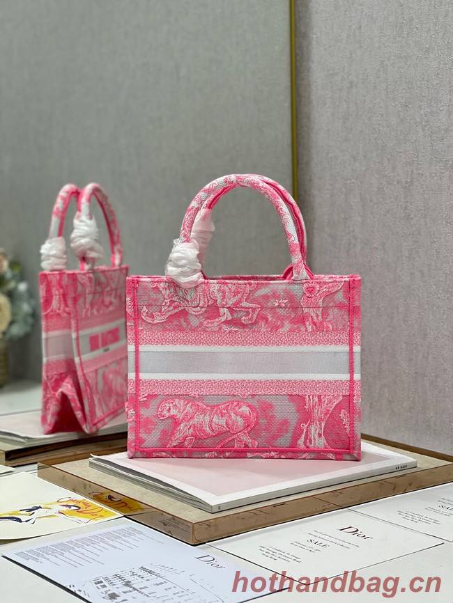 SMALL DIOR BOOK TOTE pink Toile de Jouy Reverse Embroidery M1265ZRGO