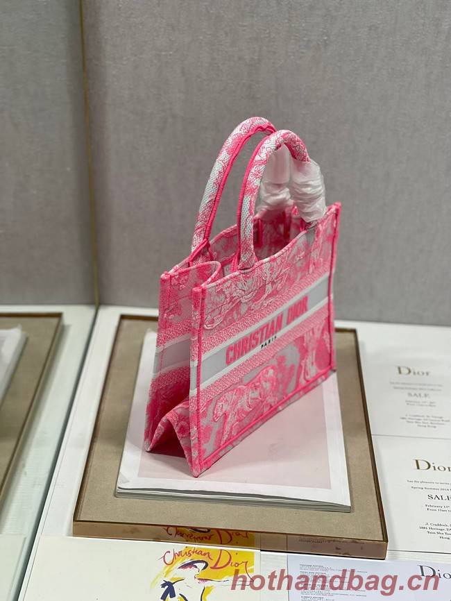 SMALL DIOR BOOK TOTE pink Toile de Jouy Reverse Embroidery M1265ZRGO